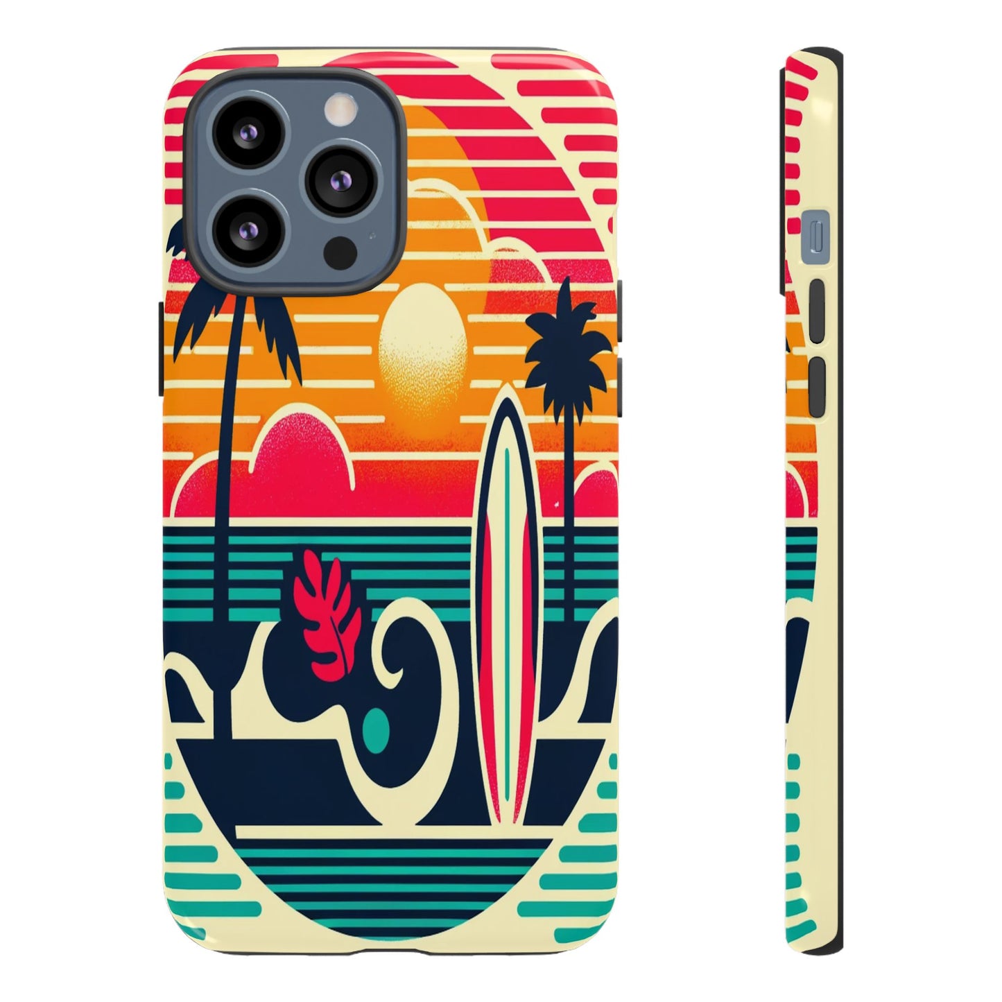 Retro Beach Vibes iPhone Case - Sunset Surfing Protective Cover