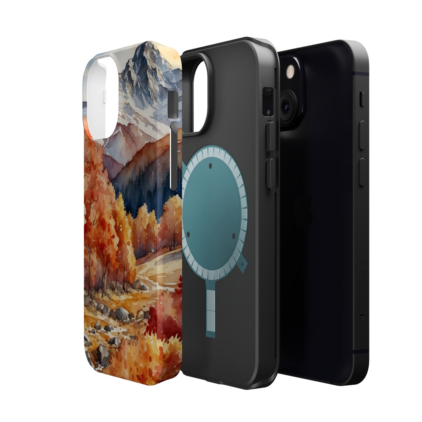 Watercolor Autumn Forest and Mountains - MagSafe iPhone Case