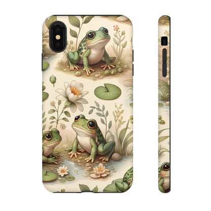 Cute Frogs Phone Case - Pond Pals Frolic - Charming Frog Lily Pad Phone Case for iPhone, Google & Samsung! Great Gift For Any Frog Lover!