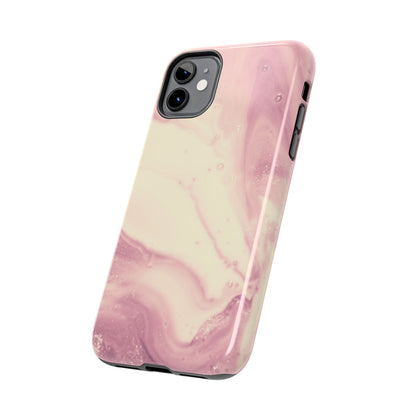 Blush Marble Glow – iPhone Case with Rose Gold & Pink Swirl Pattern