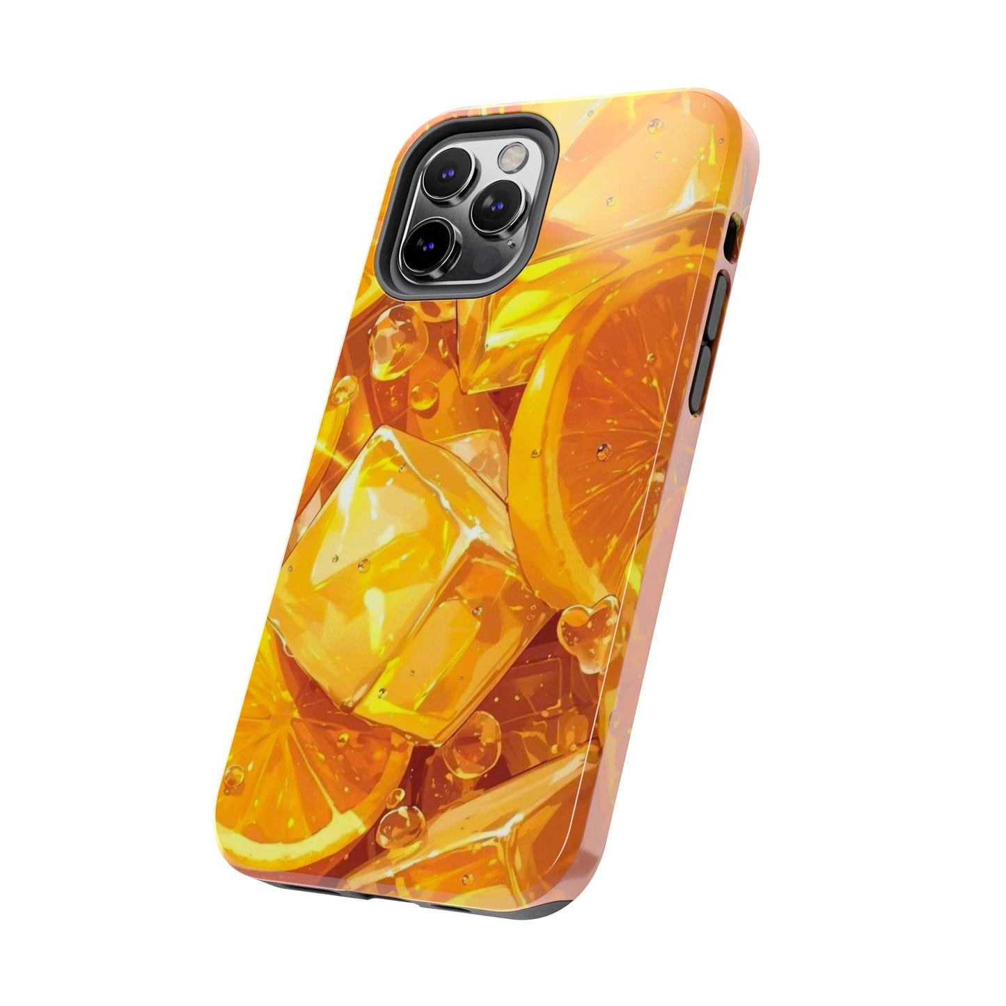 Citrus Splash iPhone Case – Bright Orange Slices & Ice, Dual-Layer Protection