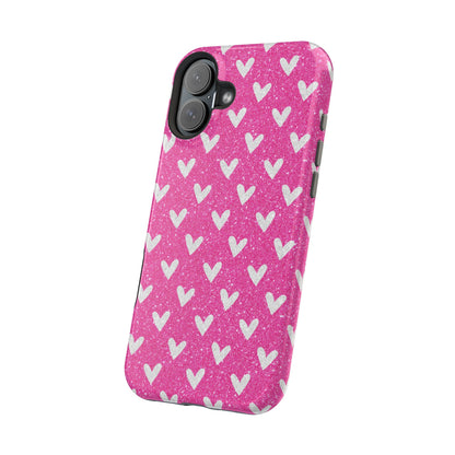 Pink Glitter Hearts Pattern – MagSafe iPhone Case