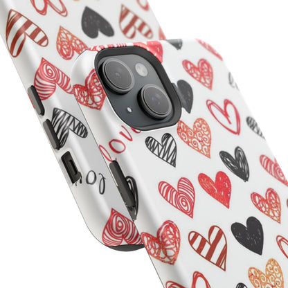 MagSafe Case: Hand-Drawn Hearts & Love