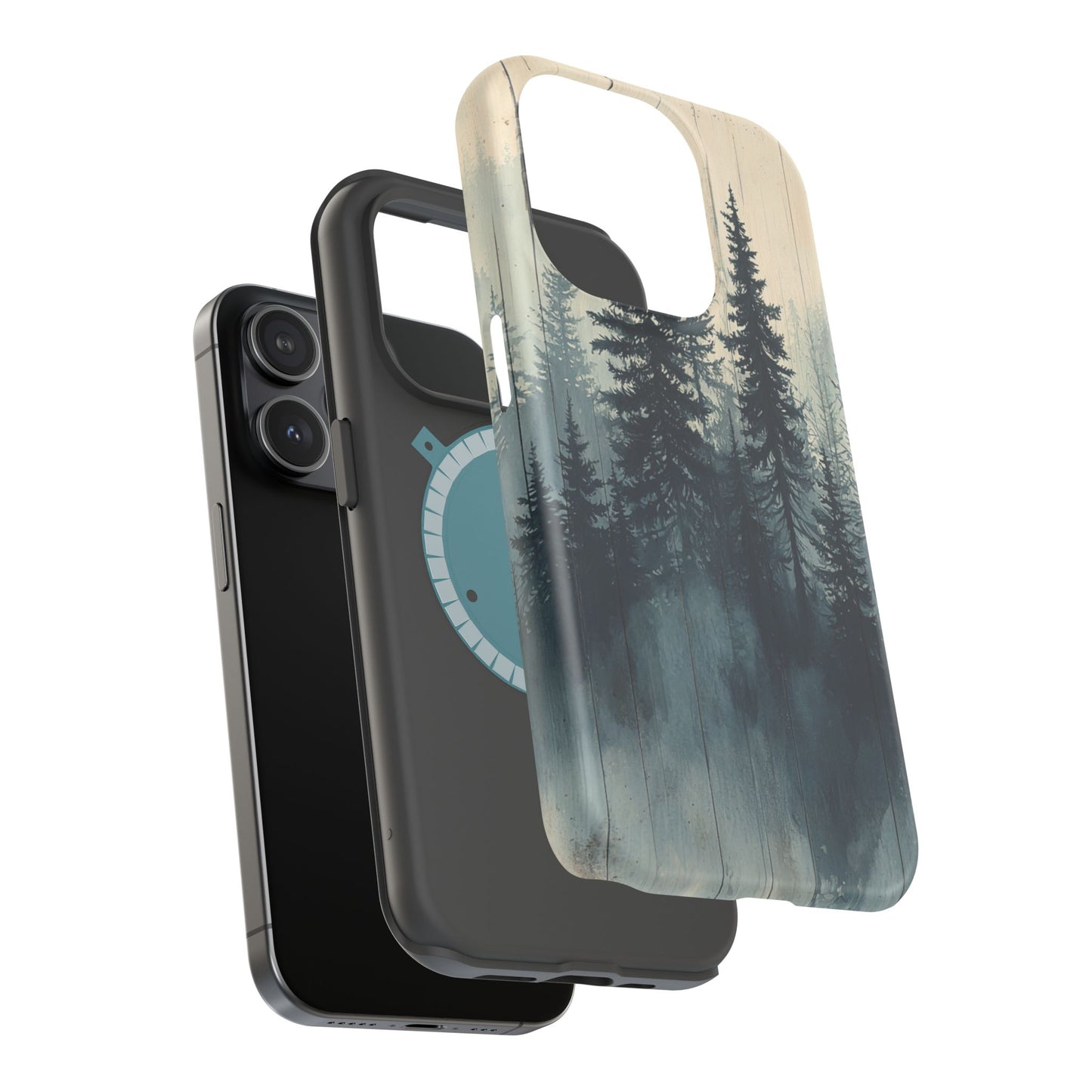 Misty Forest Wood MagSafe iPhone Case - Nature-Inspired Protective Cover