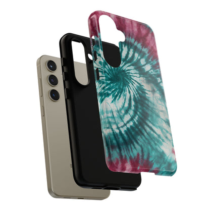 Teal and Pink Spiral Tie-Dye Samsung Galaxy Case – Boho Chic Design