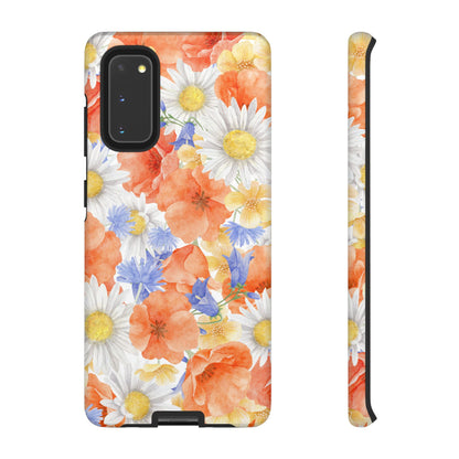 Watercolor Wildflower Pattern Samsung Galaxy Case – Durable Matte Finish with Daisy, Poppy & Cornflower Design