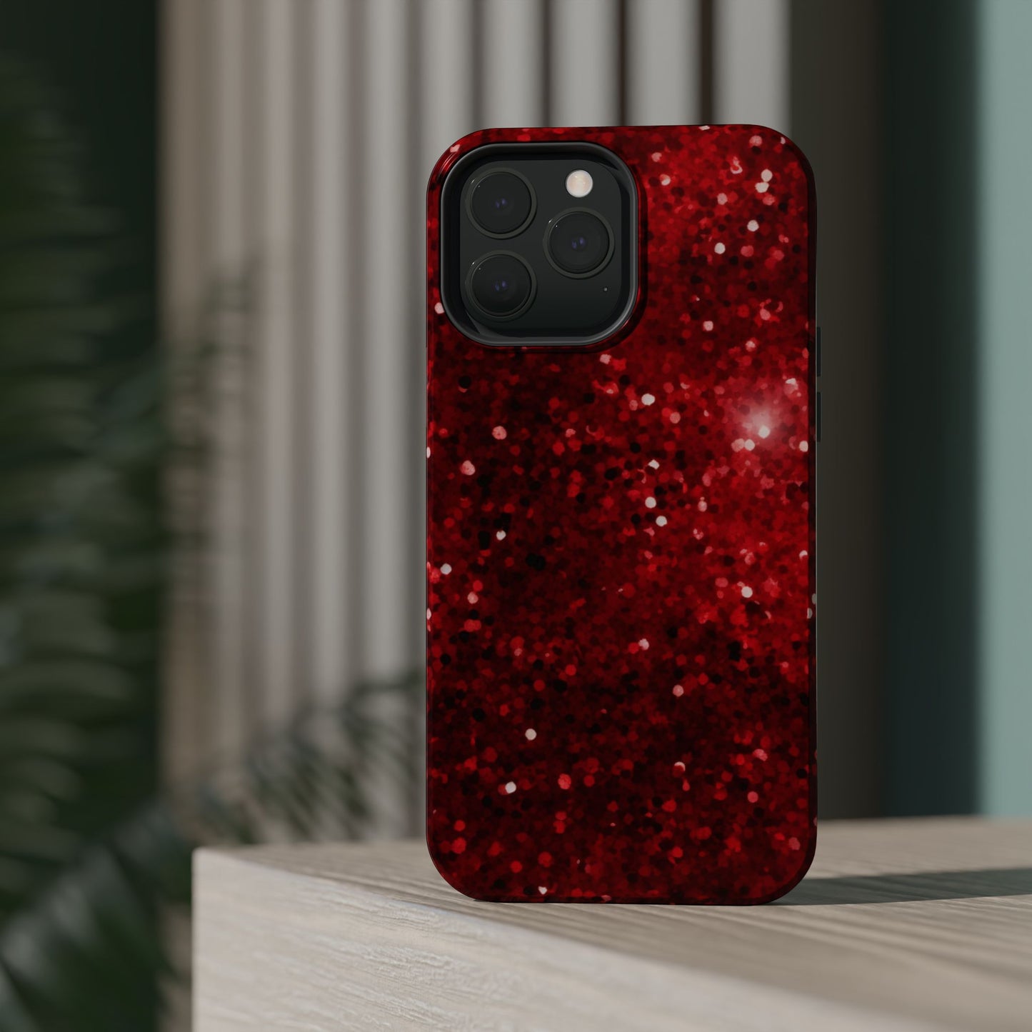 Crimson Glow Glitter MagSafe Case