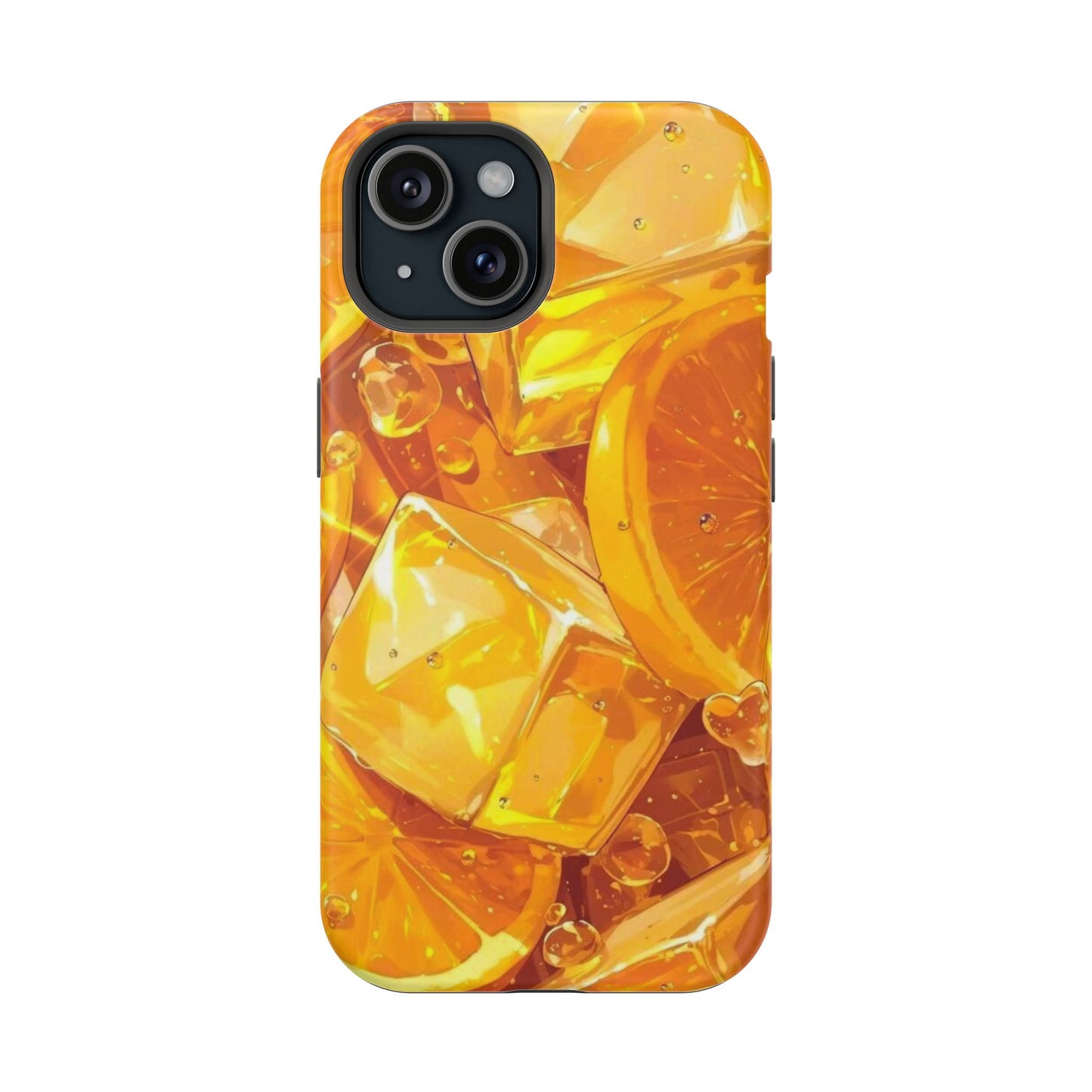 Citrus Splash MagSafe iPhone Case – Bright Orange Slices & Ice, Dual-Layer Protection