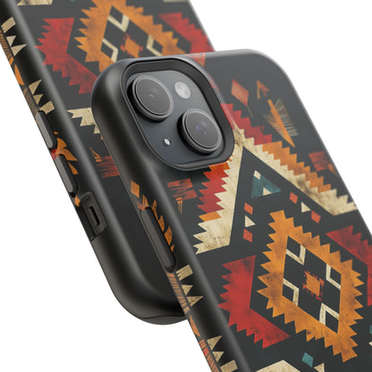 Southwestern Tribal Diamond Tough MagSafe iPhone Case – Bold Geometric Pattern, Dual-Layer Protection