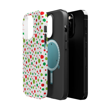 Red & Green Christmas Polka Dots – MagSafe iPhone Case