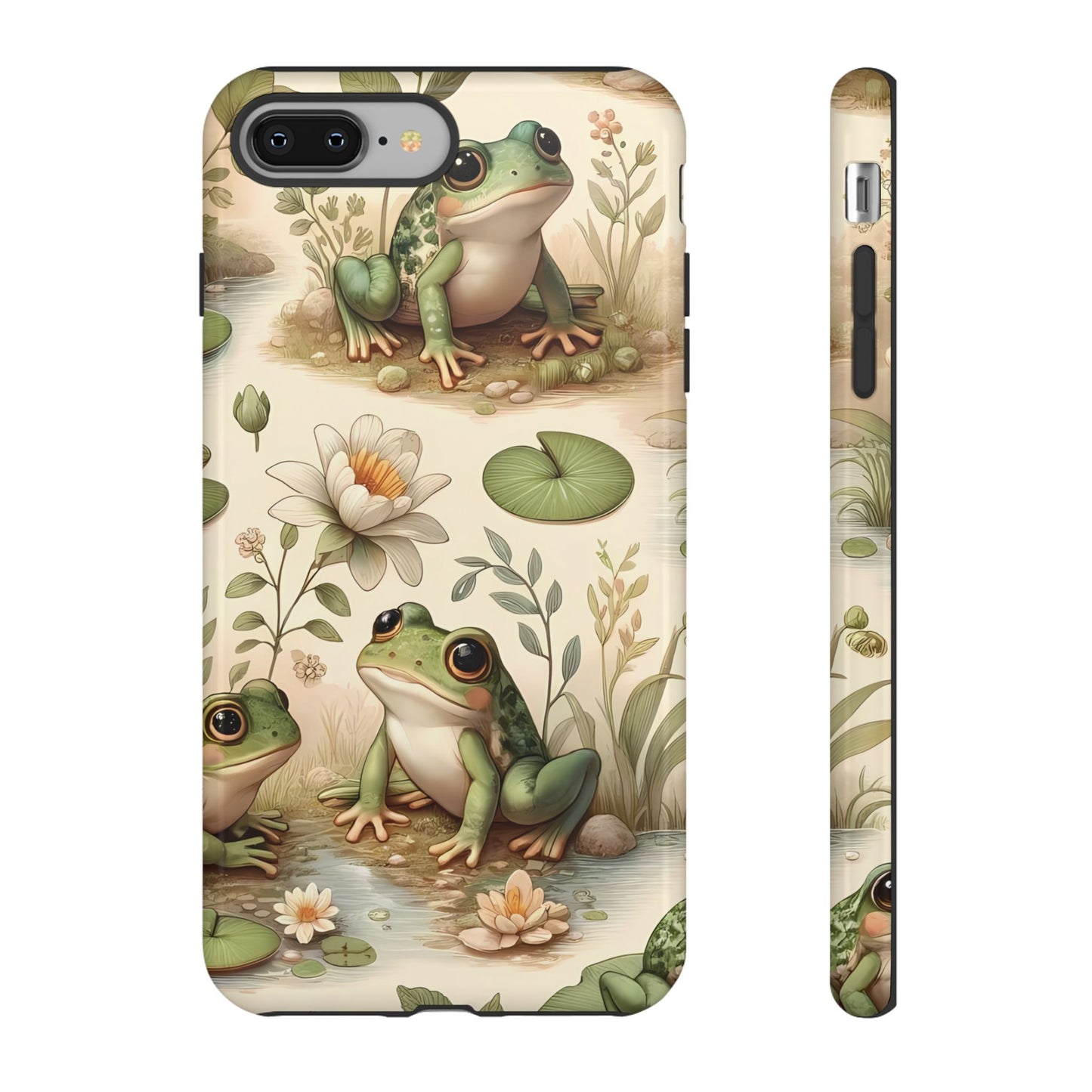 Cute Frogs Phone Case - Pond Pals Frolic - Charming Frog Lily Pad Phone Case for iPhone, Google & Samsung! Great Gift For Any Frog Lover!