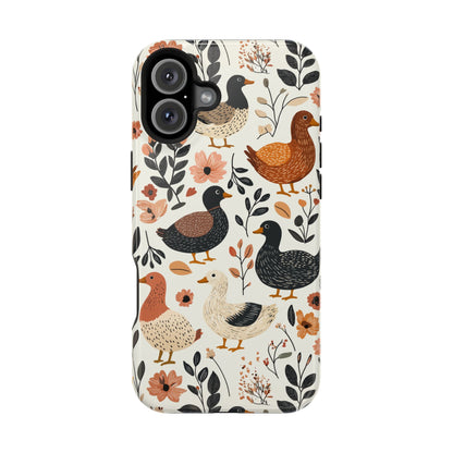 MagSafe iPhone Case: Vintage Duck – Floral & Leaf Design