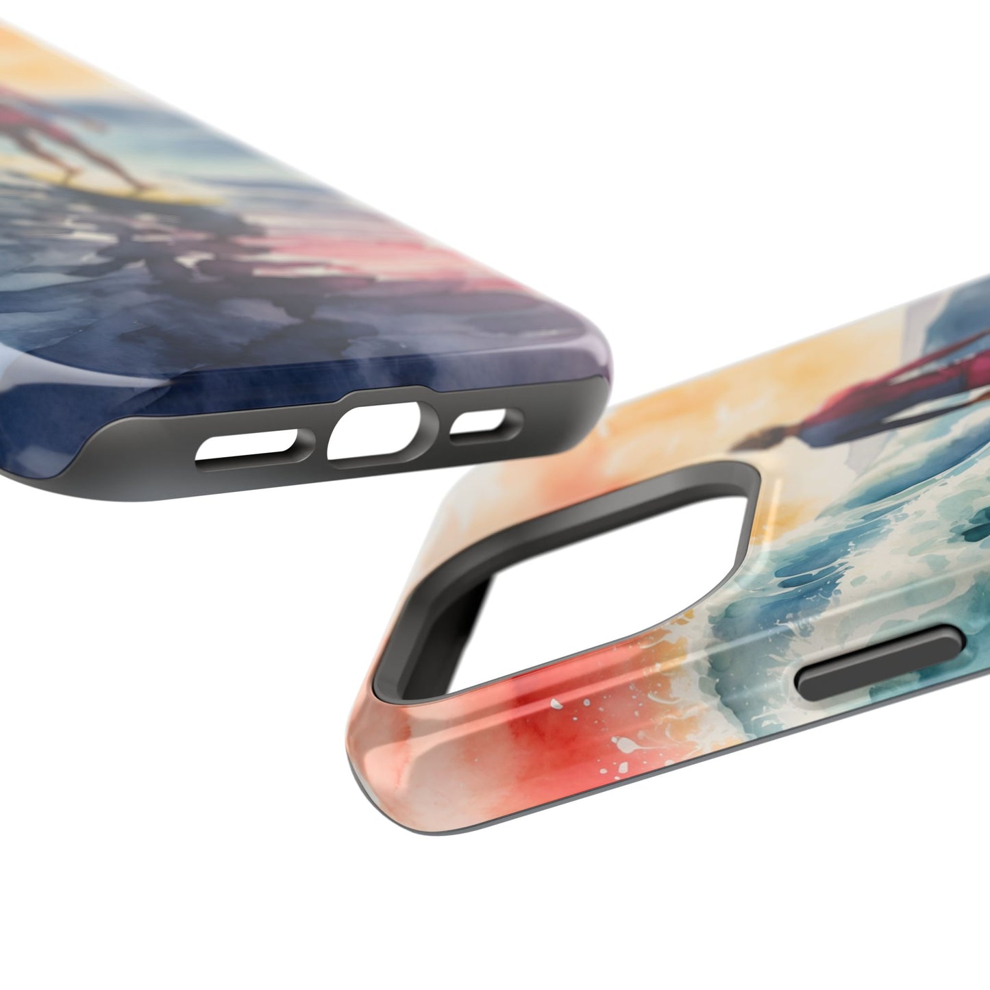 Surfer’s Sunset Wave MagSafe iPhone Case – Vibrant Watercolor Design