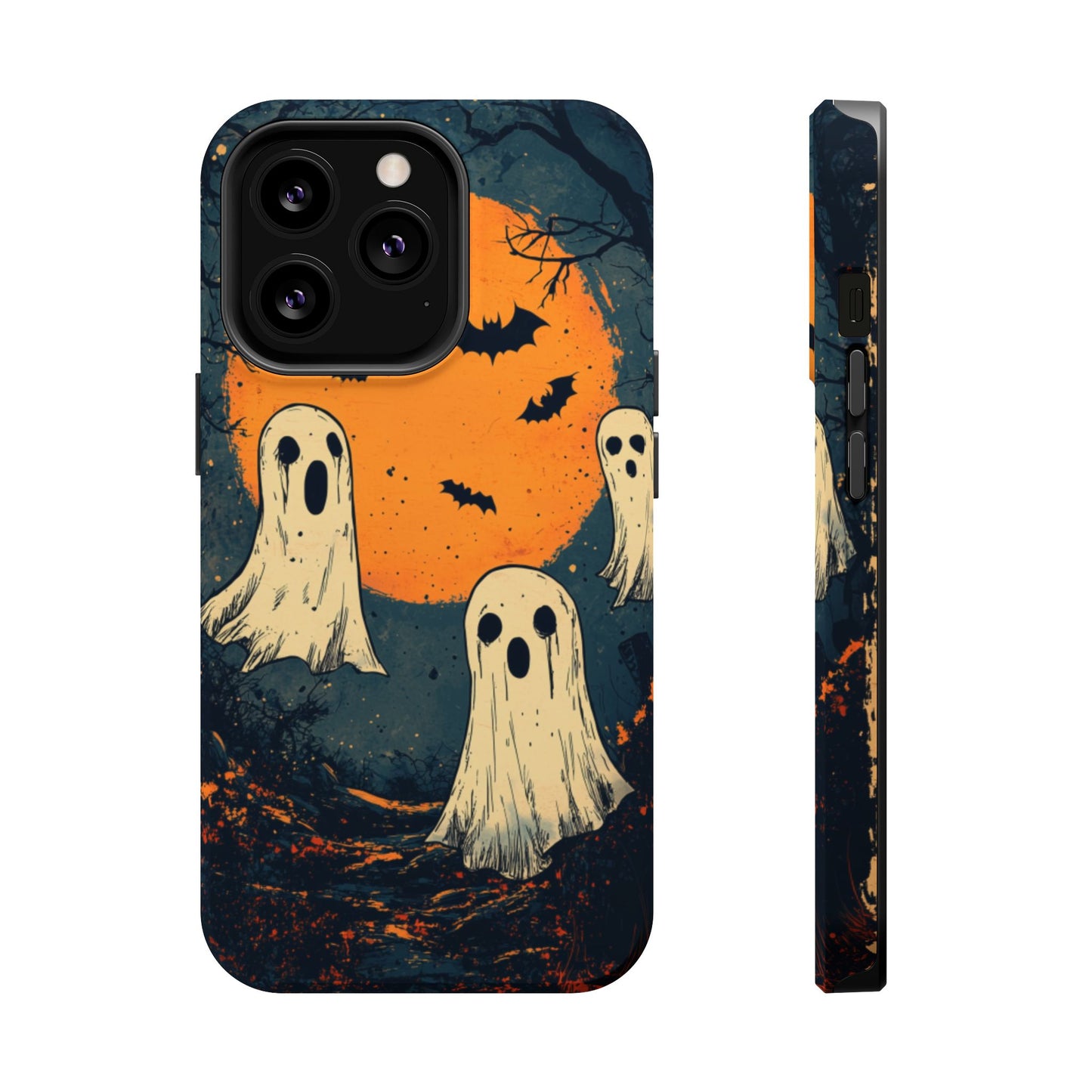 Haunted Ghosts & Full Moon MagSafe iPhone Case – Spooky Halloween Design