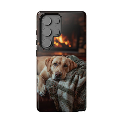 Cozy Labrador by Fireplace Samsung Galaxy Case – Rustic Cabin Protective Cover