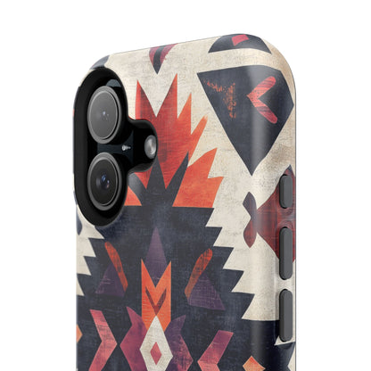 Boho Tribal Starburst Tough MagSafe iPhone Case – Vibrant Geometric Design, Dual-Layer Protection