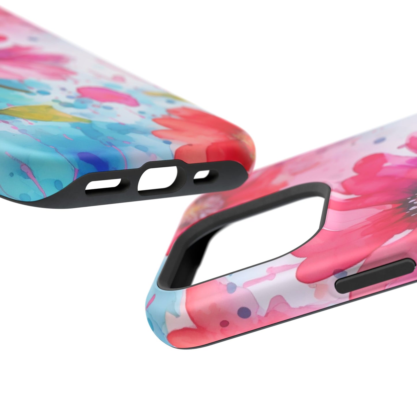 Vibrant Watercolor Red & Pink Floral - MagSafe iPhone Case