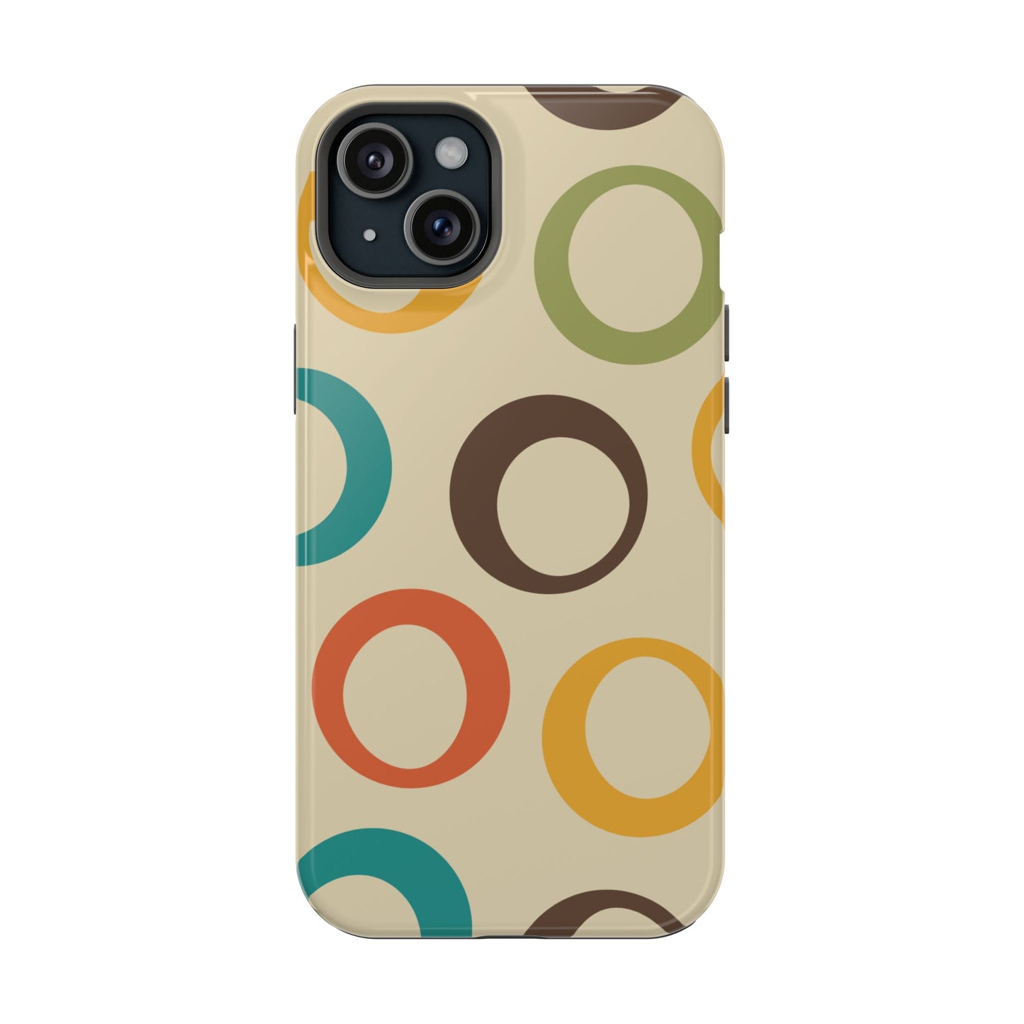 Retro Colorful Rings MagSafe iPhone Case – Shockproof, Matte Finish, Dual-Layer Protection