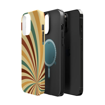 Earthy Retro Swirl MagSafe iPhone Case – Dual-Layer Protection with 70s-Inspired Earth Tones