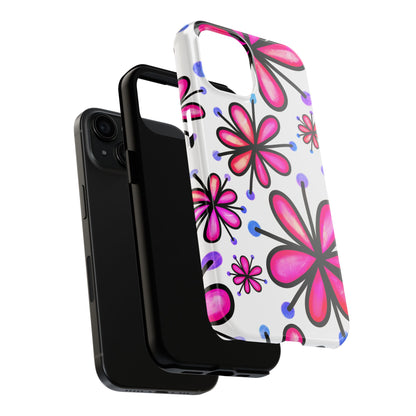 Pink Retro Bloom iPhone Case – Ultra-Slim Design, Glossy Finish