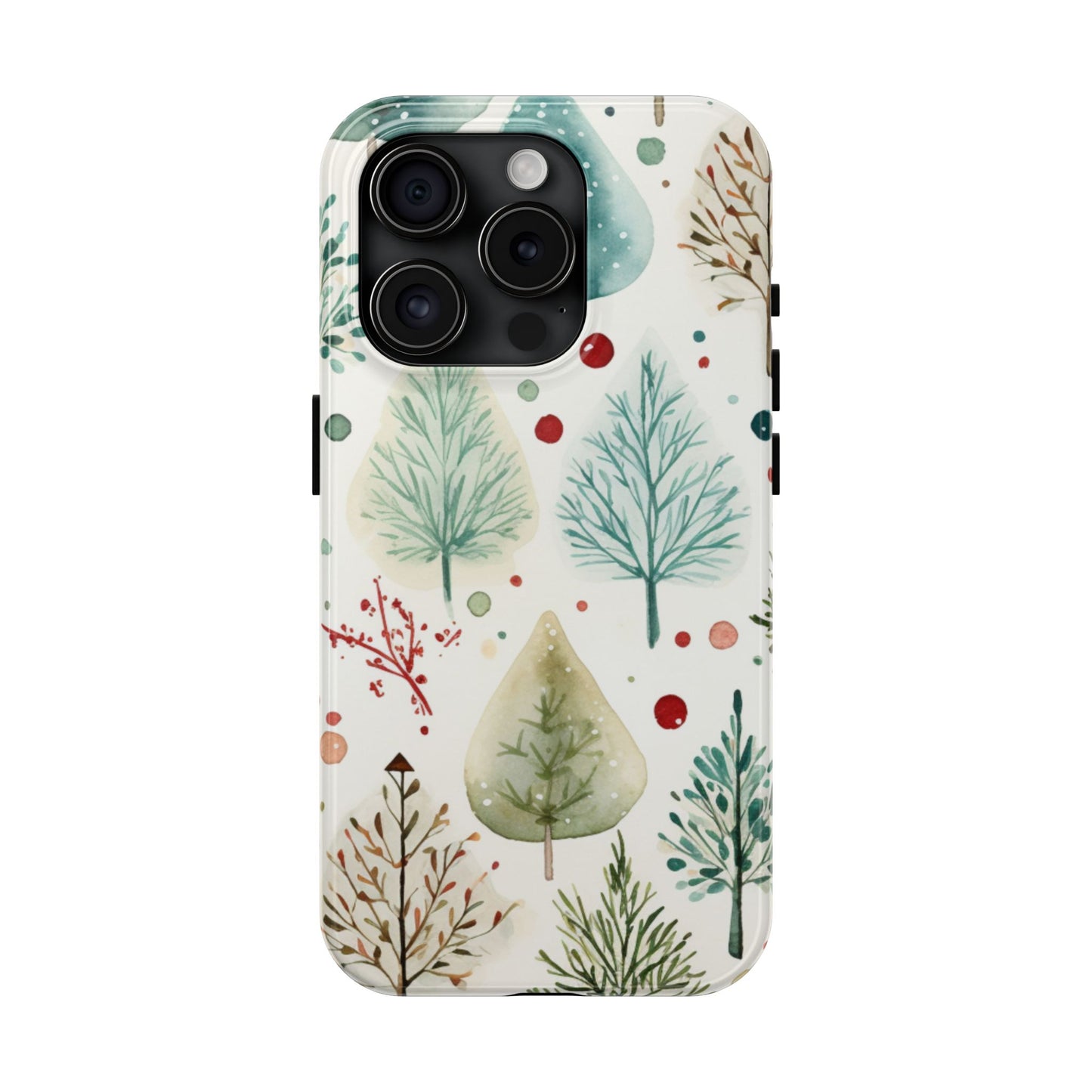 Watercolor Winter Trees iPhone Case – Nature-Inspired, Holiday Theme Protective Cover