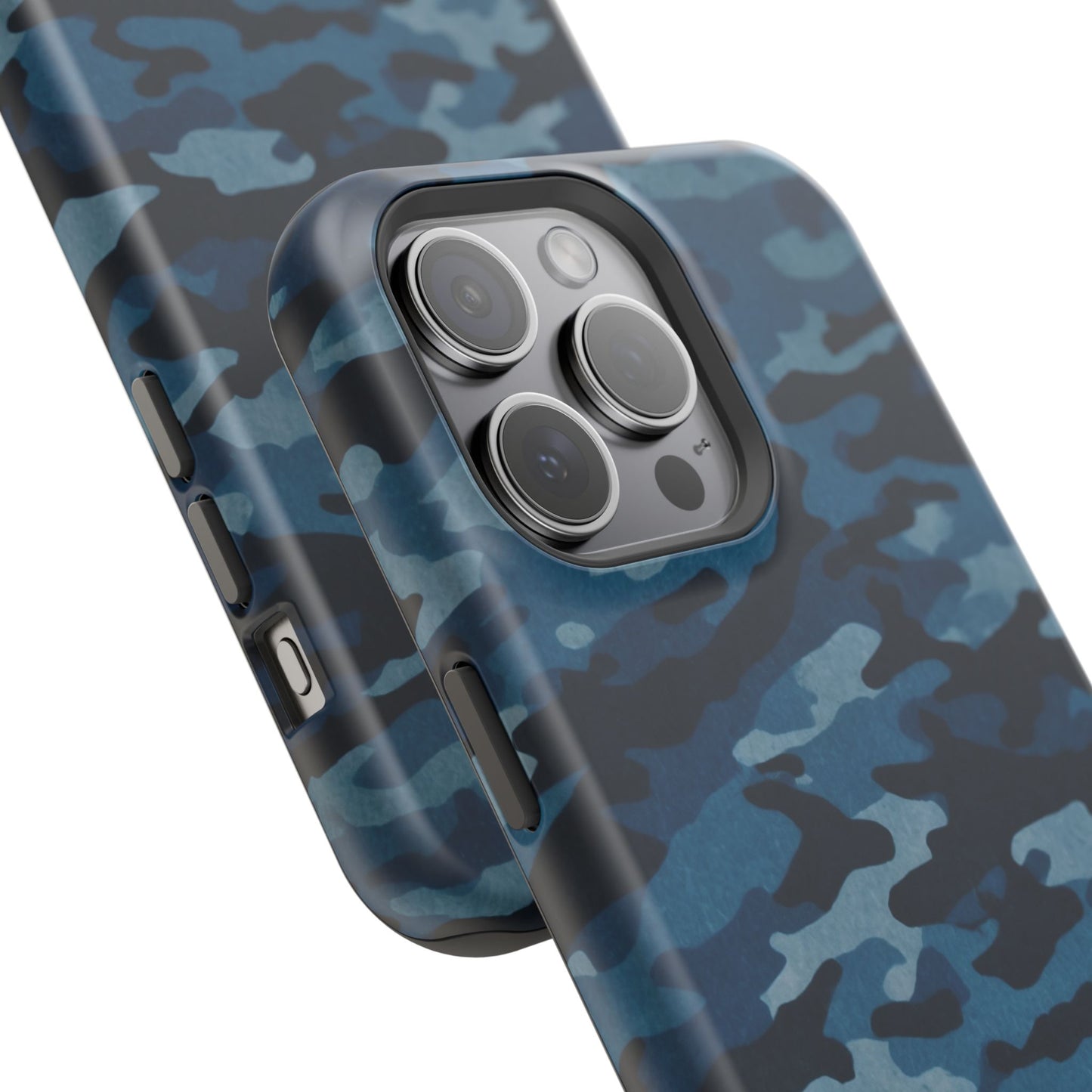 Dark Blue Camouflage – MagSafe iPhone Case with Modern Rugged Style