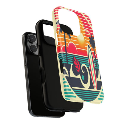 Retro Beach Vibes iPhone Case - Sunset Surfing Protective Cover