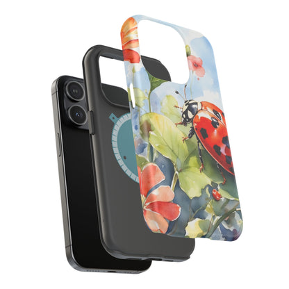 Watercolor Ladybug & Poppy Fields - MagSafe iPhone Case