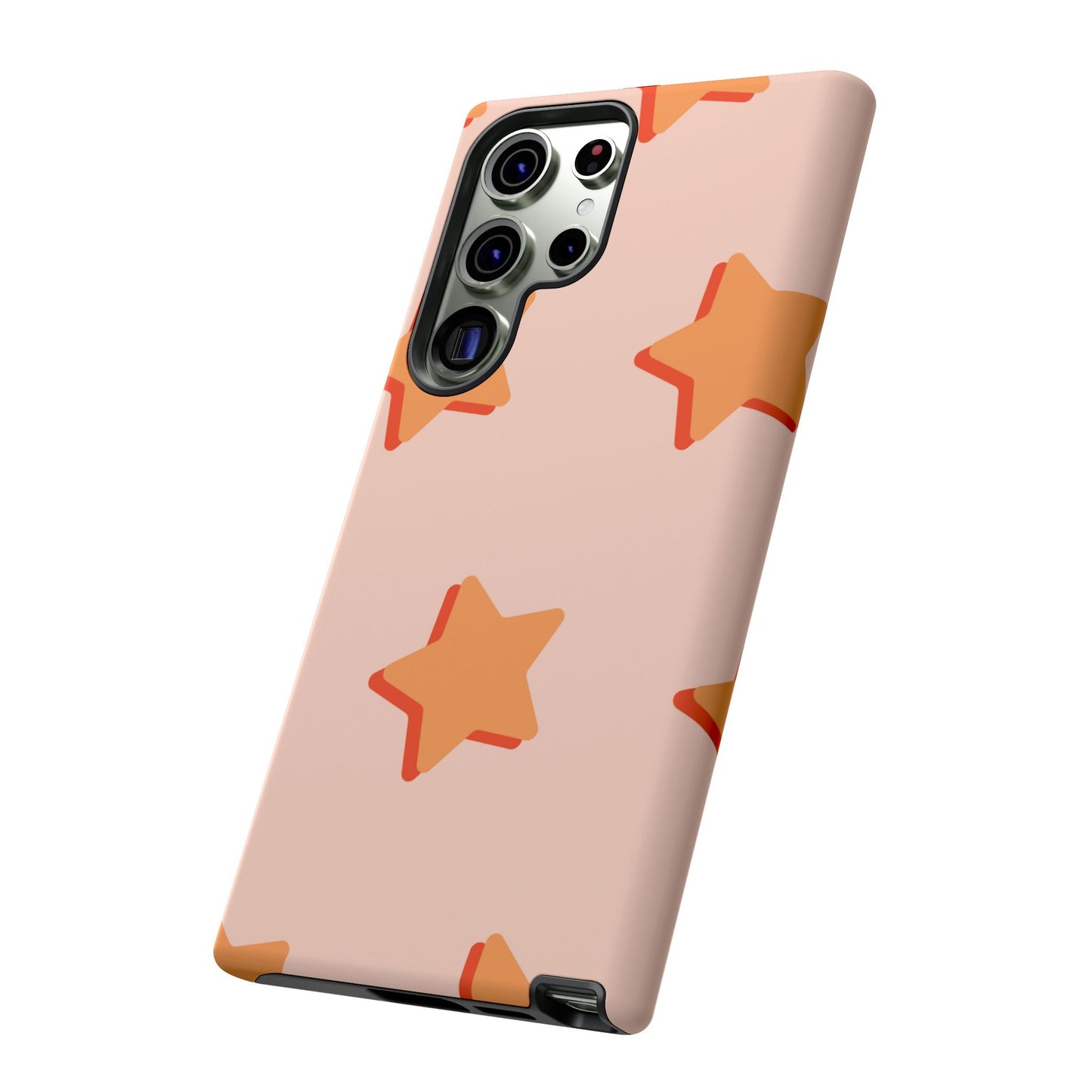 Retro Orange Stars Samsung Galaxy Case – Shock-Resistant, Smooth Matte Finish, Dual-Layer Design