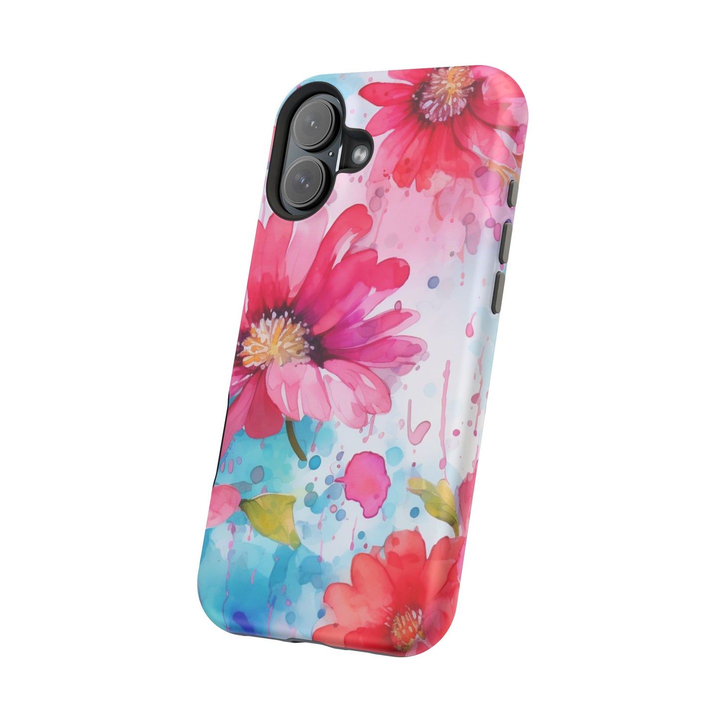 Vibrant Watercolor Red & Pink Floral - MagSafe iPhone Case