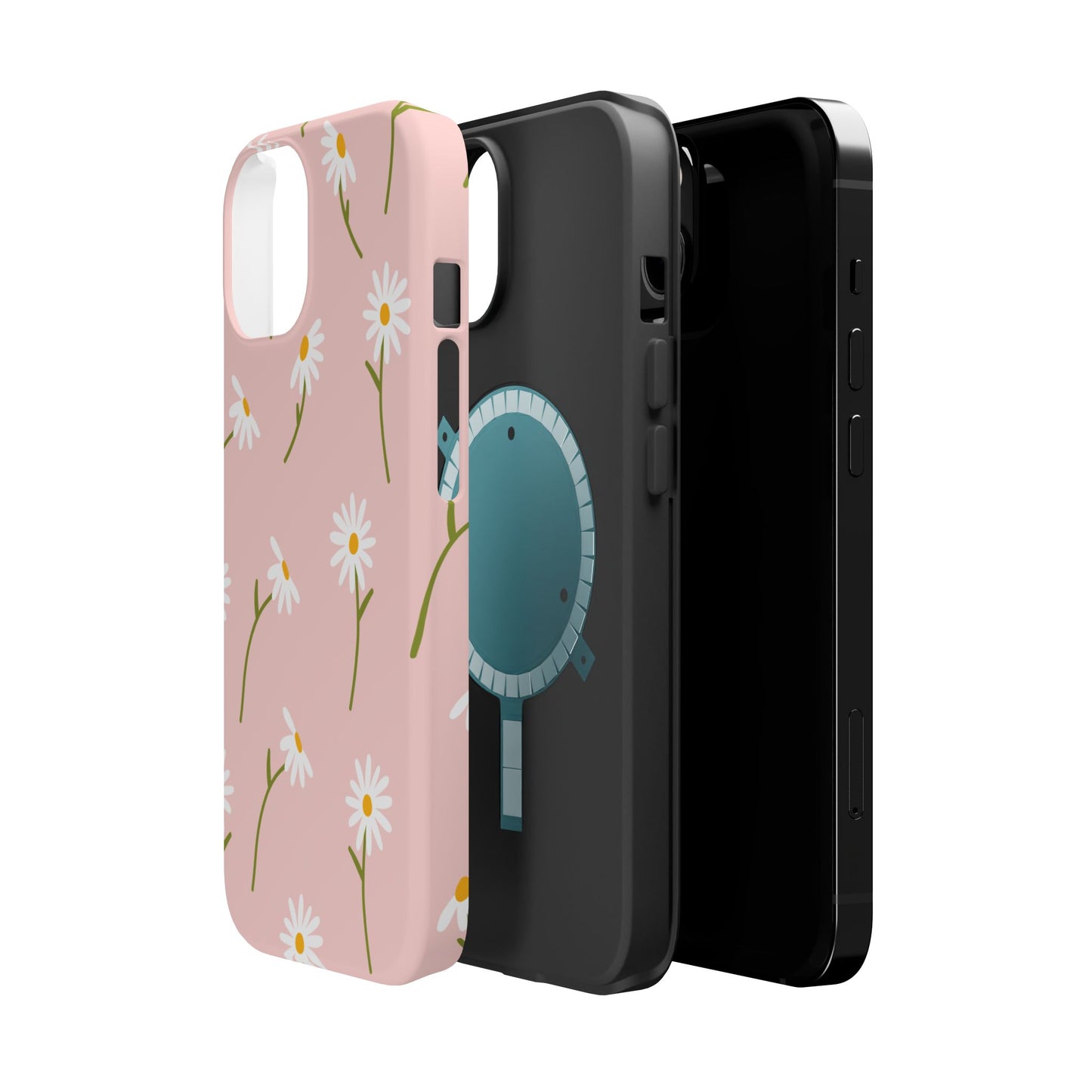 Daisy Delight Tough MagSafe iPhone Case – Cute Floral Design with Dual-Layer Protection