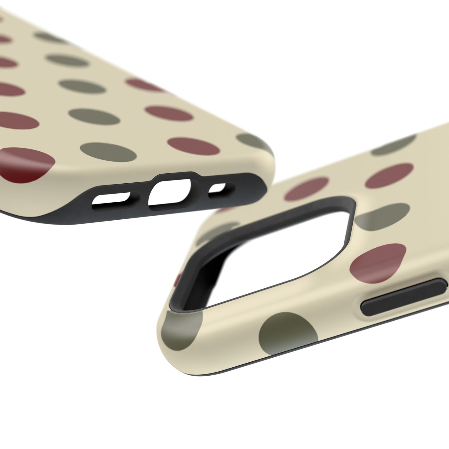 Red & Green Polka Dots on Cream – MagSafe iPhone Case