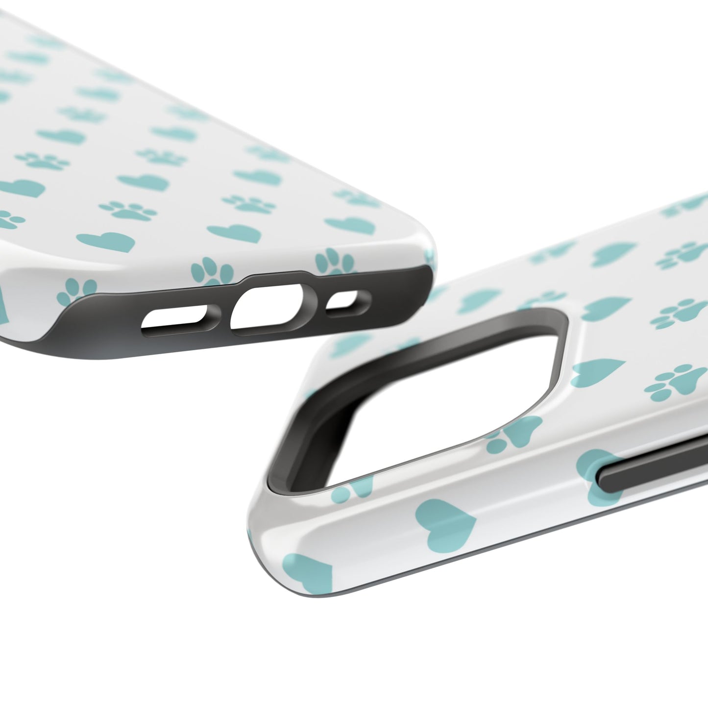 Mint Green Paw Print & Heart MagSafe Case – Pet Lover’s Magnetic Style