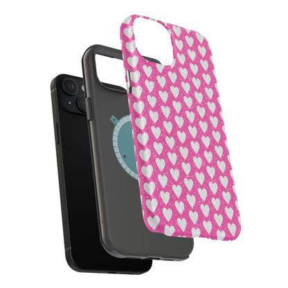 Pink Glitter Heart Pattern MagSafe Case