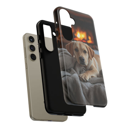 Cozy Golden Retriever by the Fireplace - Samsung Galaxy Case