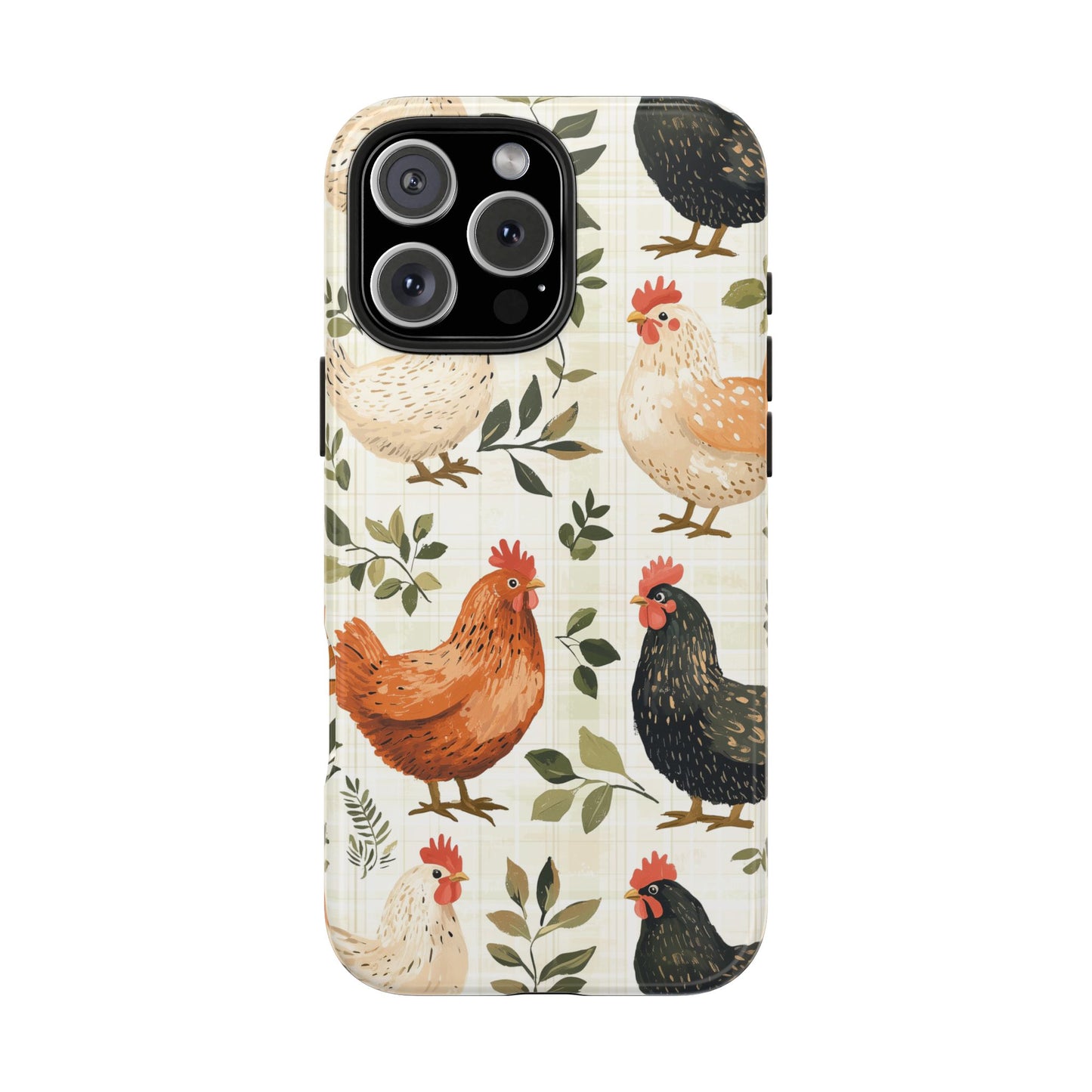 iPhone Case: Vintage Chicken Farmhouse Case – Rustic Leaves Design