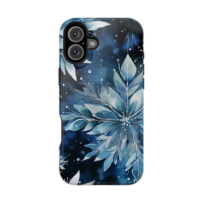 Winter’s Embrace – Blue Snowflake MagSafe iPhone Case