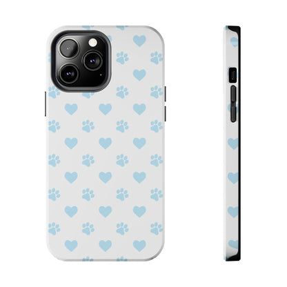 Light Blue Paw Prints & Hearts – iPhone Case for Animal Lovers