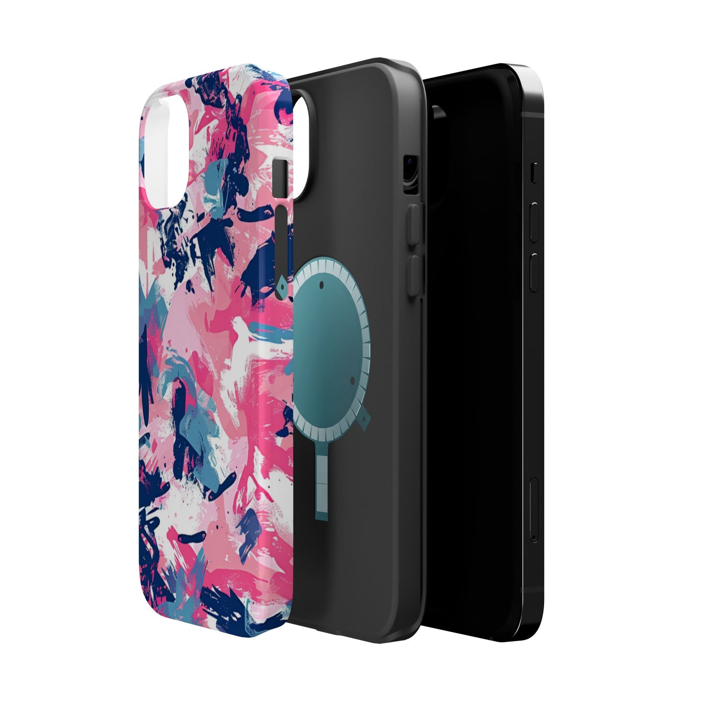 Vibrant Pink & Navy Abstract Splash – MagSafe iPhone Case