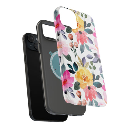 Blossoming Beauty – MagSafe Case with Pastel Floral Watercolor Design