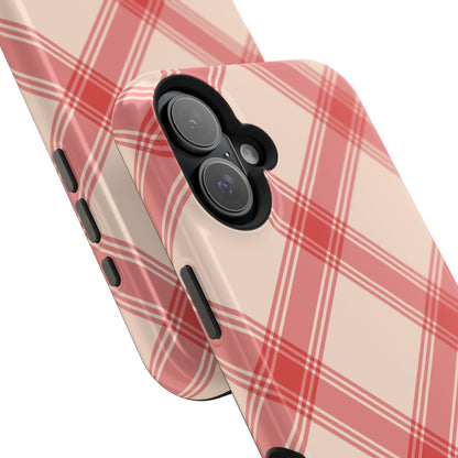 Soft Peachy Red Plaid MagSafe Case