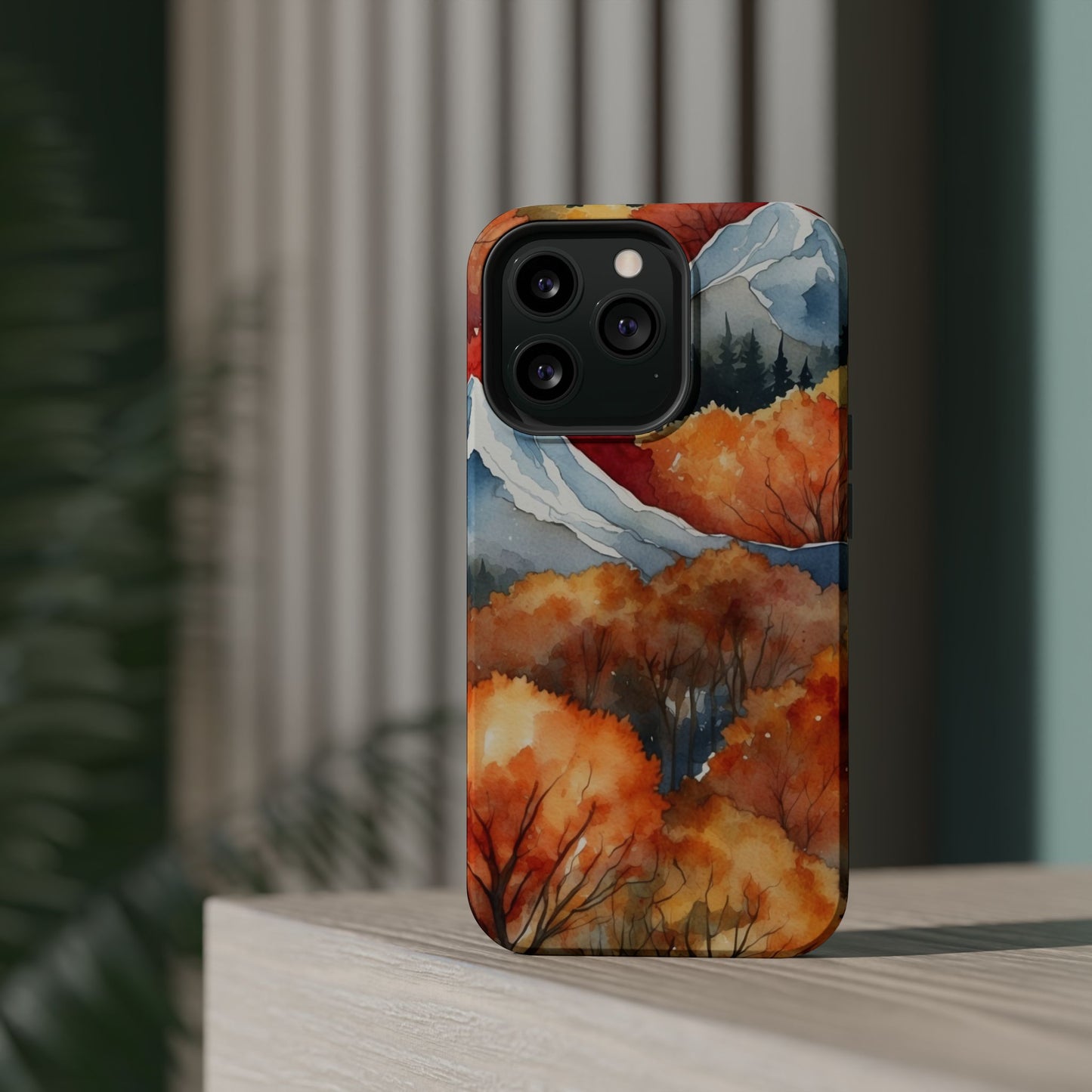 Autumn Mountain Forest Watercolor - MagSafe iPhone Case