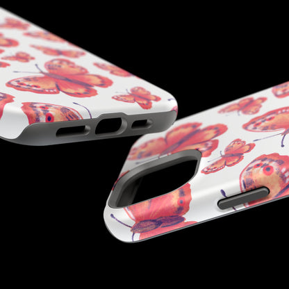 Coral Butterfly MagSafe iPhone Case – Slim, Protective Design with Bold Watercolor Print