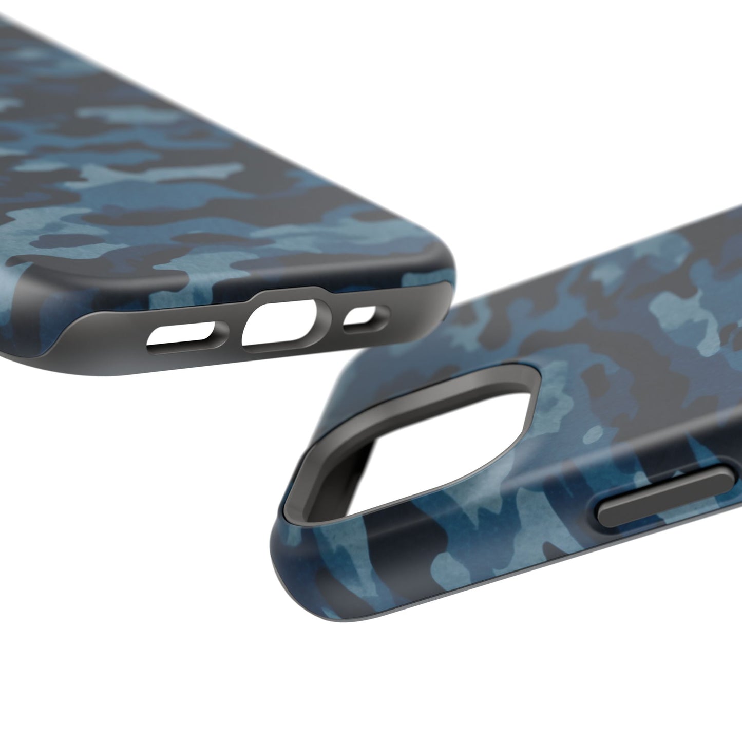 Dark Blue Camouflage – MagSafe iPhone Case with Modern Rugged Style