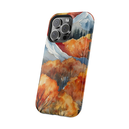 Autumn Mountain Forest Watercolor - MagSafe iPhone Case