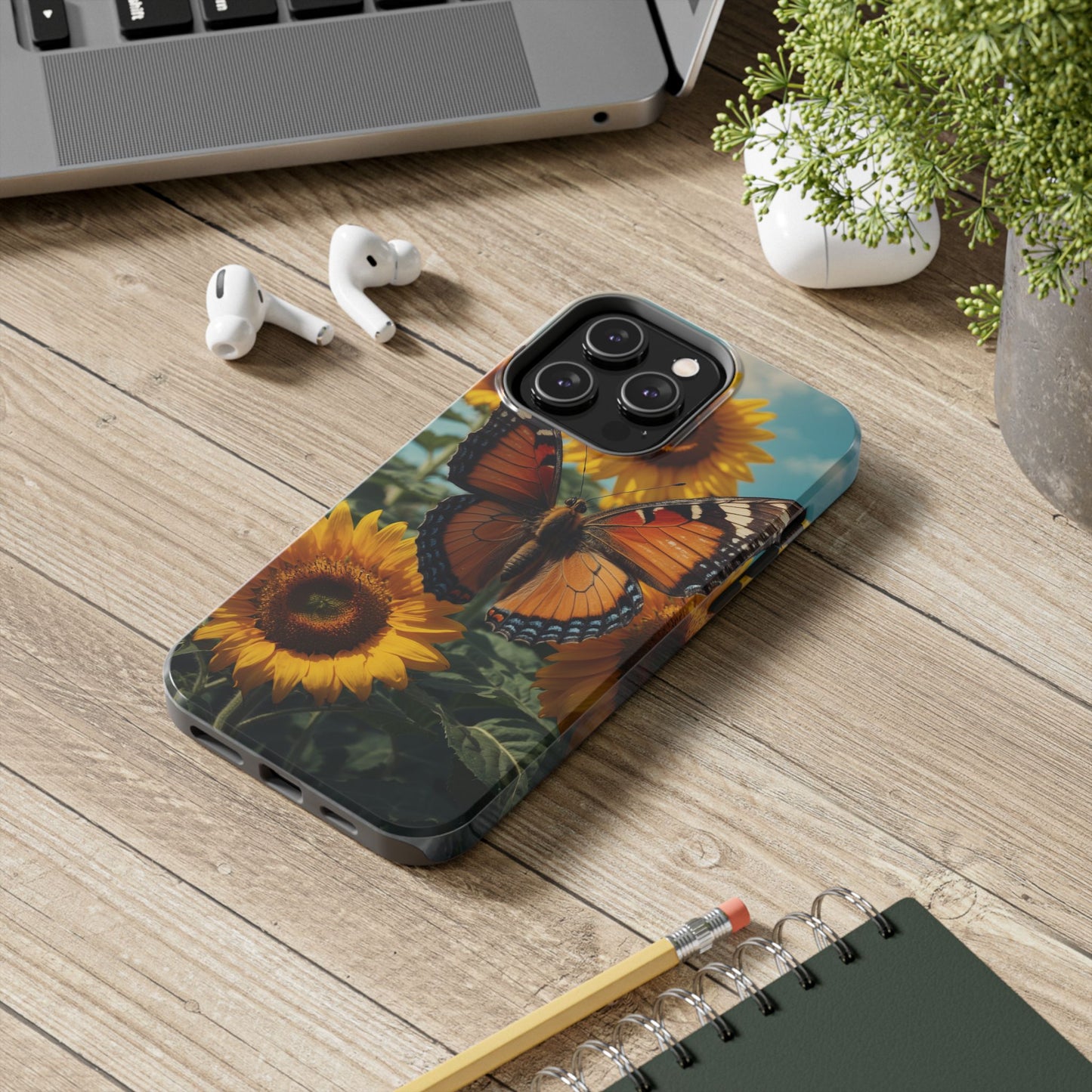 Vibrant Butterfly & Sunflower – iPhone Case