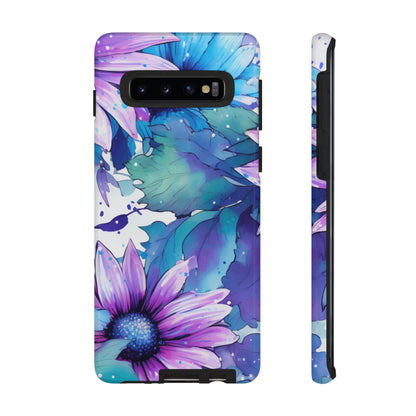 Purple & Teal Watercolor Floral Samsung Galaxy Case - Artistic Flower Design