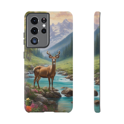 Alpine Serenity – Stag in Mountain Bliss Samsung Galaxy Phone Case