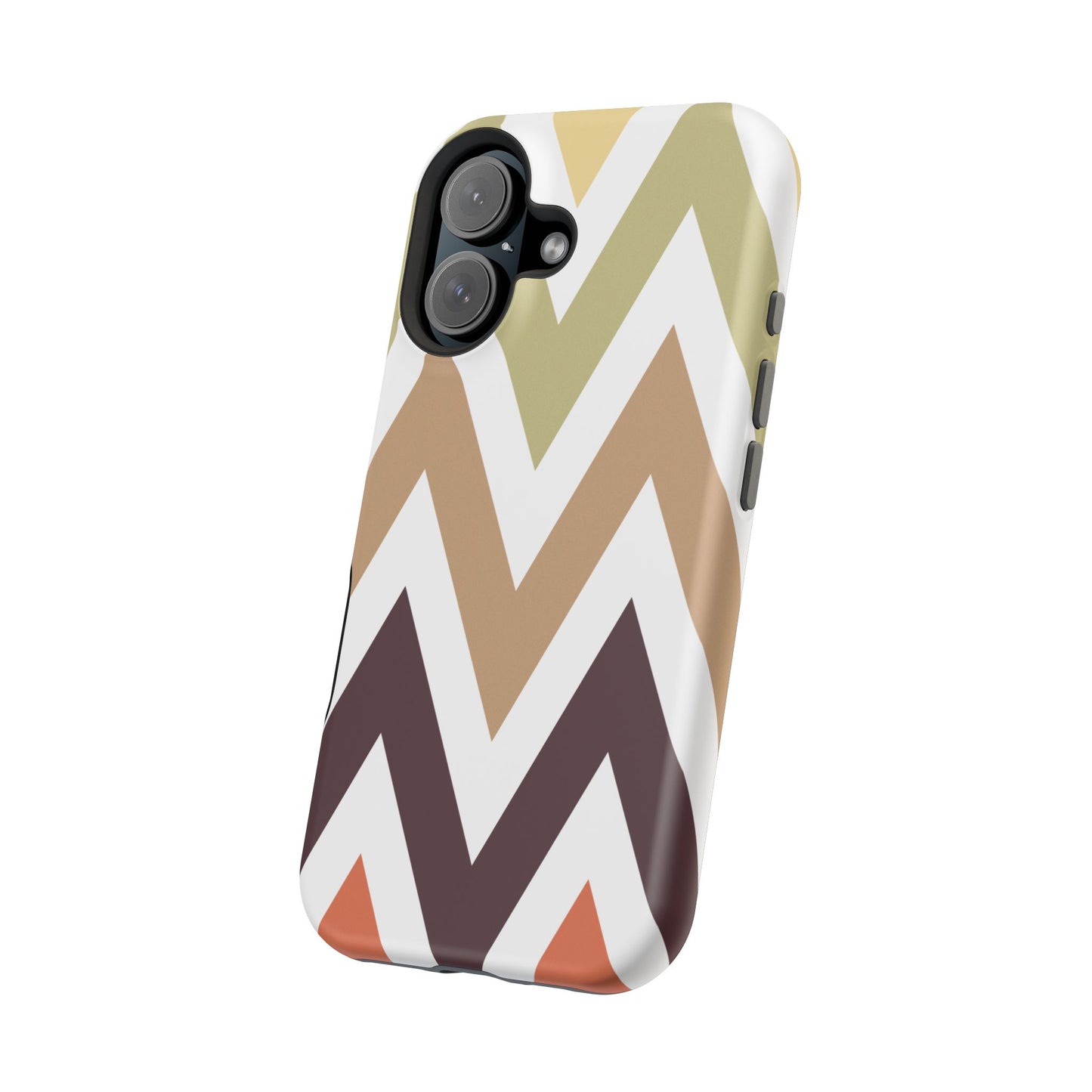 Earthy Chevron MagSafe iPhone Case – Boho-Inspired Design with Dual-Layer Protection