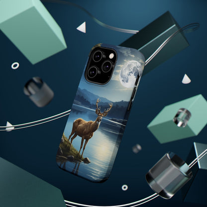 Moonlit Elegance: Stag by the Lake – MagSafe iPhone Case